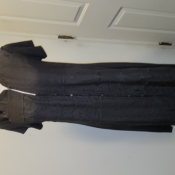 Anthropologie Tiny Gray Embroidered Highlow Dress Jersery Small Bohemian - Picture 1 of 12